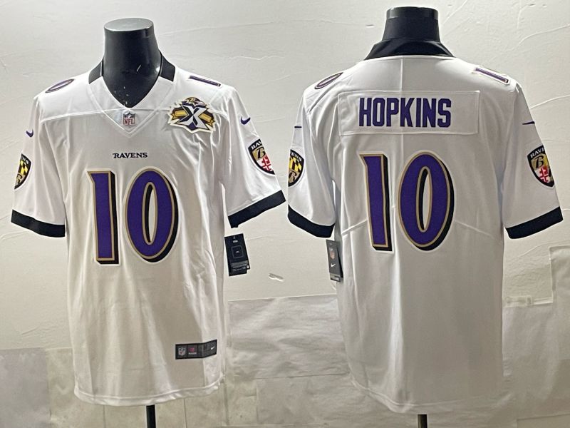 Men 2025 Nike Baltimore Ravens #10 Hopkins White Limited NFL Jersey style 02->baltimore ravens->NFL Jersey